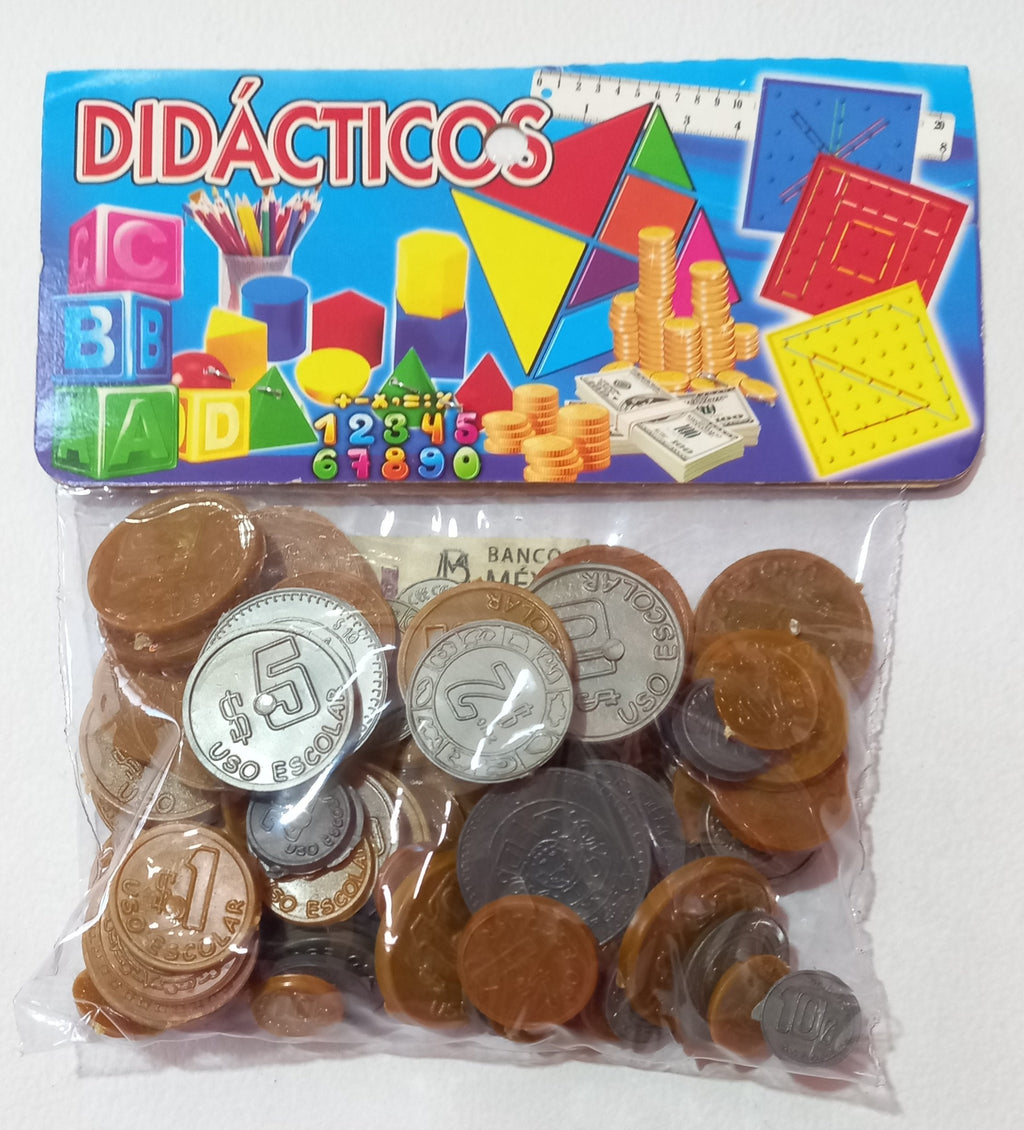 Monedas con billetes didácticos
