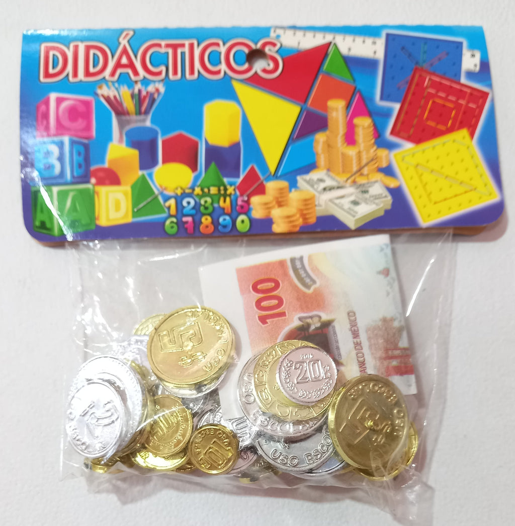 Monedas con billetes didácticos