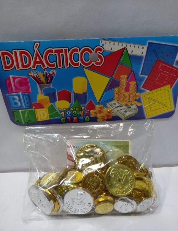 Monedas con billetes didácticos