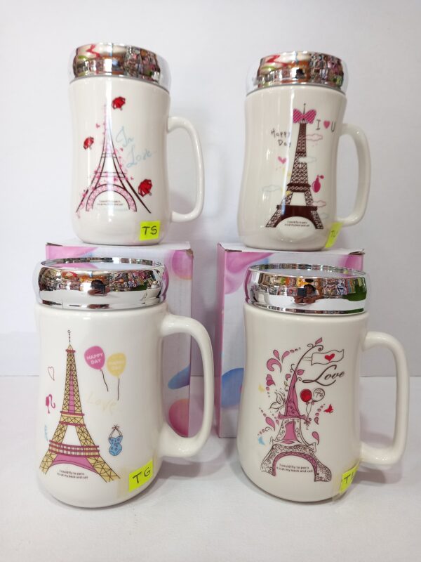 Tazas con tapa torre eiffel - Imagen 2